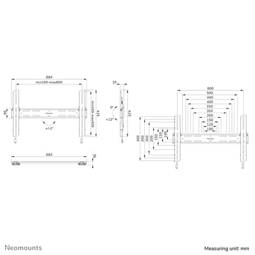 Neomounts WL35S-850BL16 TV mount wall 42-86" - tiltable - lockable - fast installation