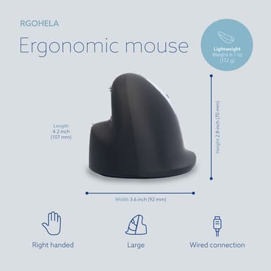 R-Go Tools Ergonomic mouse R-Go HE Break with break software, large (hand size ≥ 185 mm), right-handed, Wired, black view 16