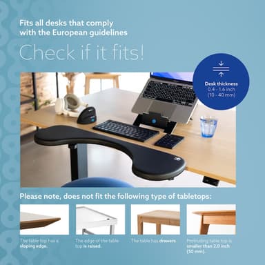 R-Go Tools Armrest R-Go, ergonomic, symmetrical, with abdominal cutout, soft foam, black view 12