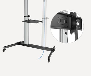 Manhattan Trolley Mount Stand for TV & Monitors, For screens: 37" to 100",VESA compatibility:all between 200x200 to 1000x600mm -check the dimensions of the four mounting holes on back of screen to ensure it fits,Max 80kg,Height adjustable 1200 to 1600mm,LFD,Bracket view 11