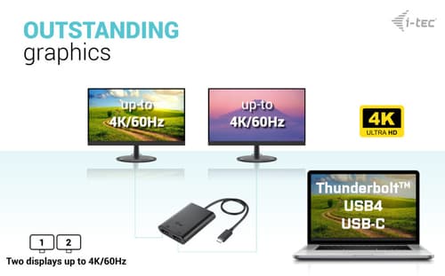 i-tec USB-C Dual 4K/60Hz (single 8K/30Hz) HDMI Video Adapter