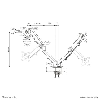 Neomounts DS70-700BL2 Monitor arm 17-27" - gas spring view 13