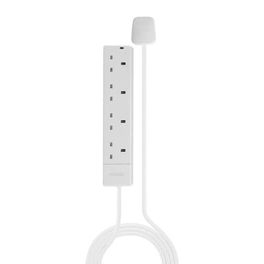 Lindy 2m 4-Way UK Mains Power Extension, White view 2