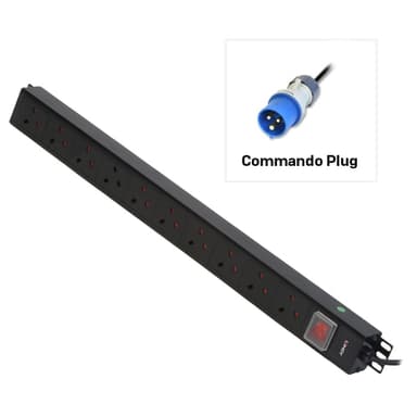 Lindy 10 Way UK Mains Sockets, Vertical PDU with Commando Plug view 1