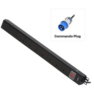 Lindy 8 Way UK Mains Sockets, Vertical PDU with Commando Plug view 1