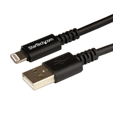 StarTech.com 3 m (10 ft.) USB to Lightning Cable - Long iPhone / iPad / iPod Charger Cable - Lightning to USB Cable - Apple MFi Certified - Black view 1