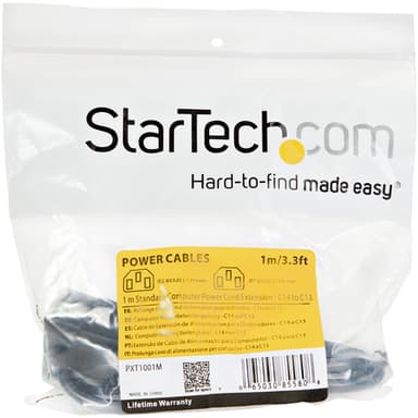 StarTech.com 1m (3ft) Power Extension Cord, C14 to C13, 10A 125V, 18AWG, Computer Power Cord Extension, IEC-320-C14 to IEC-320-C13 AC Power Cable Extension for Power Supply, UL Listed view 5