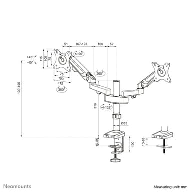 Neomounts DS70-750BL2 Monitor arm 17-27" - gas spring view 19