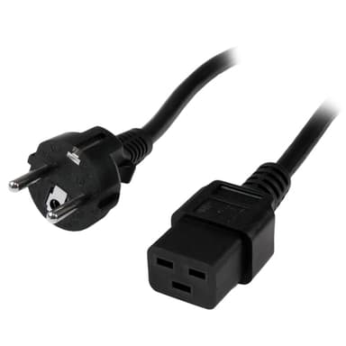 StarTech.com 2m (6ft) Computer Power Cord, 16AWG, EU Schuko to C19, 16A 250V, Black Replacement AC Power Cord, Printer Power Cord, PC Power Supply Cable, Monitor Power Cable - UL Listed view 1