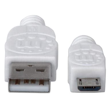 Manhattan USB-A to Micro-USB Cable, 1.8m, Male to Male, 480 Mbps (USB 2.0), Hi-Speed USB, White, Lifetime Warranty view 3
