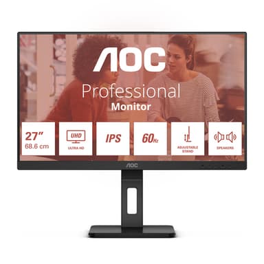 AOC E3 U27E3UF computer monitor 68.6 cm (27") 3840 x 2160 pixels 4K Ultra HD LED Black view 2