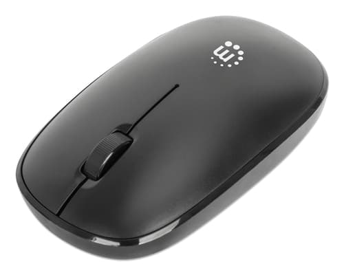 Manhattan MW3050 Wireless Optical Mouse, Black, 1200dpi, 2.4Ghz (up to 10m), USB, Ambidextrous, Three Button with Scroll Wheel, USB-A nano receiver, AA battery (included), Low friction base, USB version (most popular type, which is USB-A), Three Year Warranty
