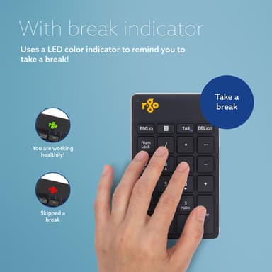 R-Go Tools Numeric keypad R-Go Numpad Break, ergonomic numeric keypad with break software, bluetooth, black view 5