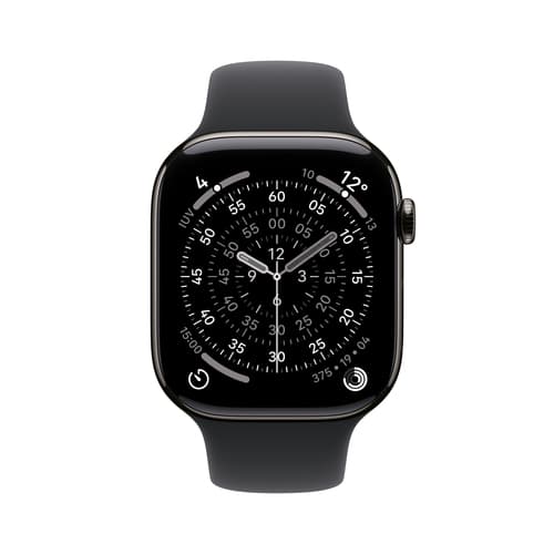 Apple Watch Series 11 GPS + Cellular 46mm Slate Titanium Case with Black Sport Band - S/M