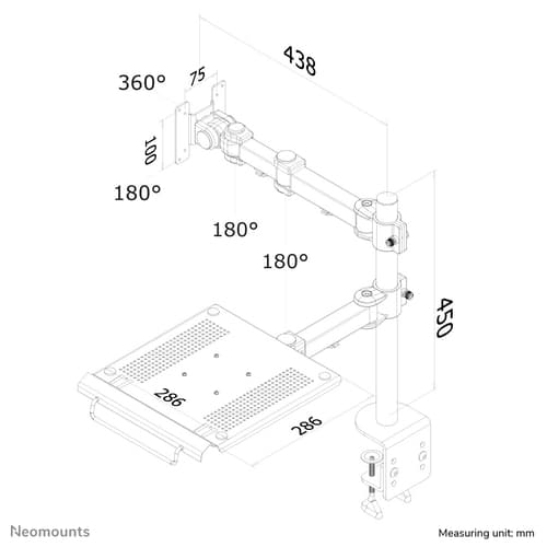 Neomounts FPMA-D960NOTEBOOK Monitor arm with laptop holder 10-27"