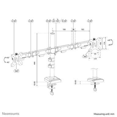 Neomounts DS60-600BL2 Monitor arm 10-32" - Quick-fix - 180°-stop view 18