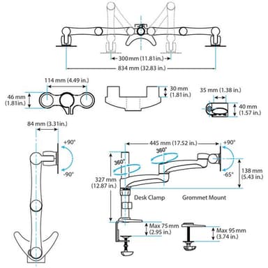 StarTech.com Desk-Mount Dual Monitor Arm - Articulating - For up to 24" (29.9lb/13.6kg) Displays view 7