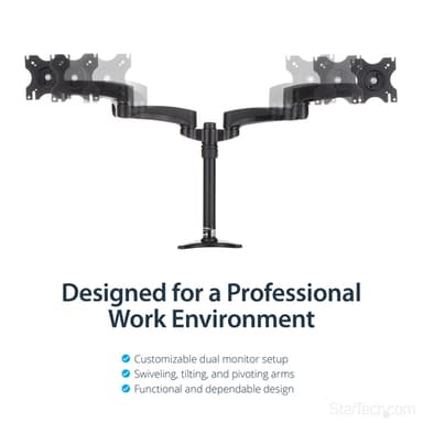 StarTech.com Desk-Mount Dual Monitor Arm - Articulating - For up to 24" (29.9lb/13.6kg) Displays view 11