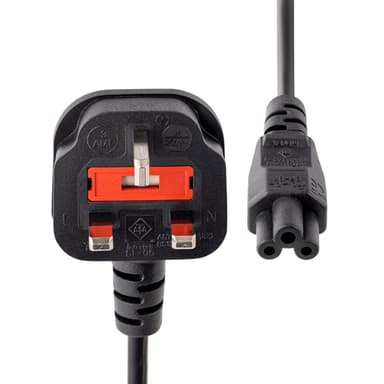 StarTech.com 6ft (2m) UK Laptop Power Cable, BS 1363 to C5 (Clover Leaf), 2.5A 250V, 18AWG, UK Laptop Replacement Cord, Printer Power Cable, Laptop Charger Cord, Laptop Power Brick Cord view 2