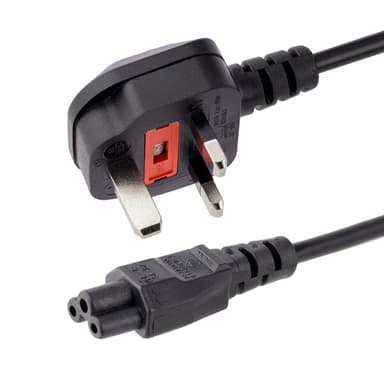 StarTech.com 6ft (2m) UK Laptop Power Cable, BS 1363 to C5 (Clover Leaf), 2.5A 250V, 18AWG, UK Laptop Replacement Cord, Printer Power Cable, Laptop Charger Cord, Laptop Power Brick Cord view 1