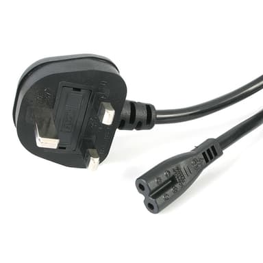 StarTech.com 3ft (1m) UK Laptop Power Cable, BS 1363 to C7, 2.5A 250V, 18AWG, Black, UK Laptop Replacement Cord, Printer Power Cable, AC Laptop Charger Cord, Laptop Power Brick Cord view 1