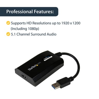 StarTech.com USB 3.0 to HDMI Adapter - DisplayLink Certified - 1080p (1920x1200) - USB Type-A to HDMI Display Adapter Converter for Monitor - External Video & Graphics Card - Windows/Mac view 9