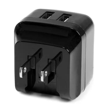 StarTech.com Dual-port USB wall charger - international travel - 17W/3.4A - black view 3