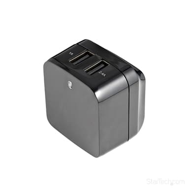 StarTech.com Dual-port USB wall charger - international travel - 17W/3.4A - black view 12