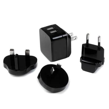 StarTech.com Dual-port USB wall charger - international travel - 17W/3.4A - black view 5