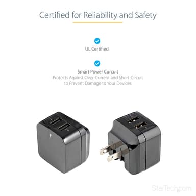 StarTech.com Dual-port USB wall charger - international travel - 17W/3.4A - black view 10