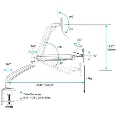 StarTech.com Single Desk-Mount Monitor Arm - Full Motion Articulating - Steel - For up to 34" (15.4lb/7kg) Displays - TAA view 6
