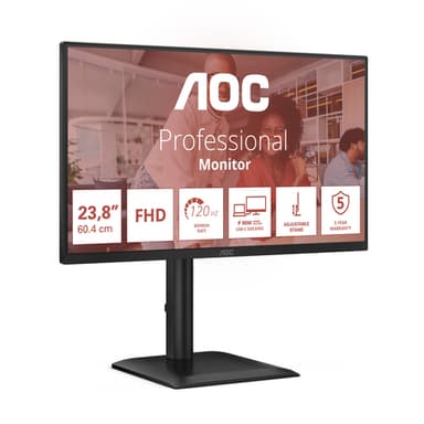 AOC E4 24E4CV computer monitor 60.5 cm (23.8") 1920 x 1080 pixels Full HD LED Black view 3