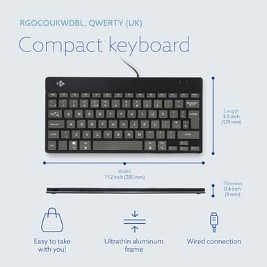 R-Go Tools Ergonomic keyboard R-Go Compact Break, compact keyboard with break software, QWERTY (UK), wired, black view 9