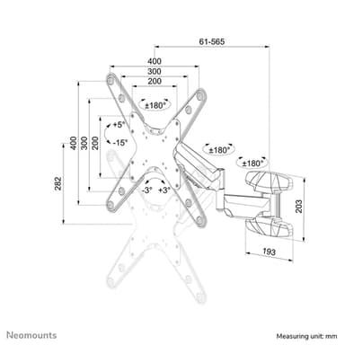 Neomounts WL70-550BL14 Monitor/TV mount wall 40-55" - gas spring - full motion view 14