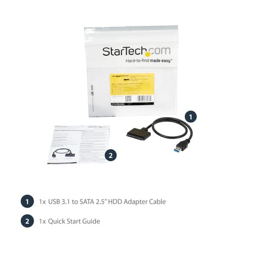 StarTech.com USB 3.1 to 2.5" SATA Hard Drive Adapter - USB 3.1 Gen 2 10Gbps with UASP External HDD/SSD Storage Converter
