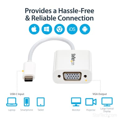 StarTech.com USB-C to VGA Adapter - White view 6