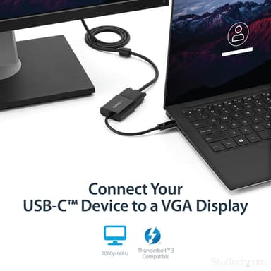 StarTech.com USB-C to VGA Adapter - Black - 1080p - Video Converter For Your MacBook Pro - USB C to VGA Display Dongle - Upgraded Version is CDP2VGAEC view 9