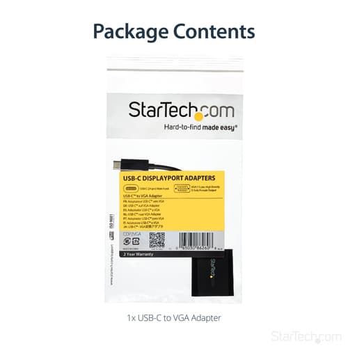 StarTech.com USB-C to VGA Adapter - Black - 1080p - Video Converter For Your MacBook Pro - USB C to VGA Display Dongle - Upgraded Version is CDP2VGAEC