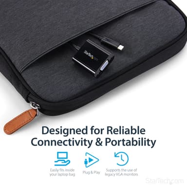 StarTech.com USB-C to VGA Adapter - Black - 1080p - Video Converter For Your MacBook Pro - USB C to VGA Display Dongle - Upgraded Version is CDP2VGAEC view 10