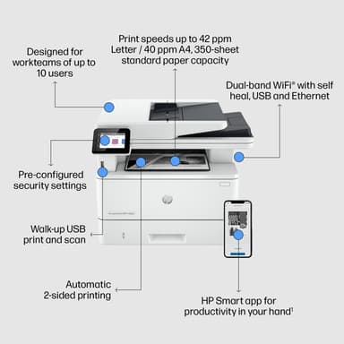 HP LaserJet Pro MFP 4102dw Printer Laser A4 1200 x 1200 DPI 40 ppm Wi-Fi view 6