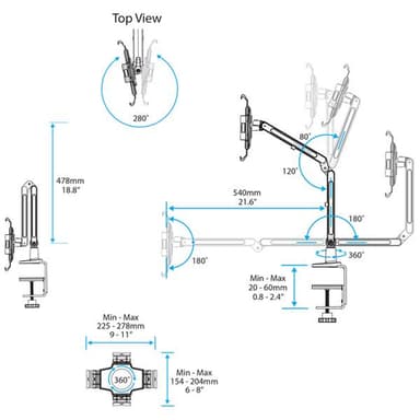 StarTech.com Desk-Mount Tablet Arm - Articulating - For iPad or Android - TAA view 5
