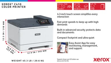 Xerox C410 A4 40ppm Duplex Printer PS3 PCL5e/6 2 Trays 251 Sheets view 5