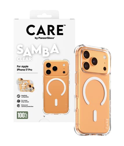 PanzerGlass CARE™ by ® Samba Case Transparent w. White MagSafe iPhone 17 Pro