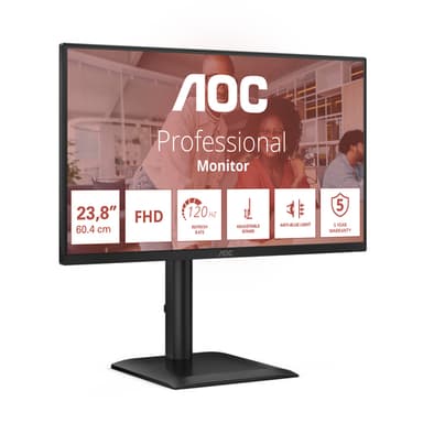 AOC 24E4U computer monitor 60.5 cm (23.8") 1920 x 1080 pixels Full HD LED Black view 3