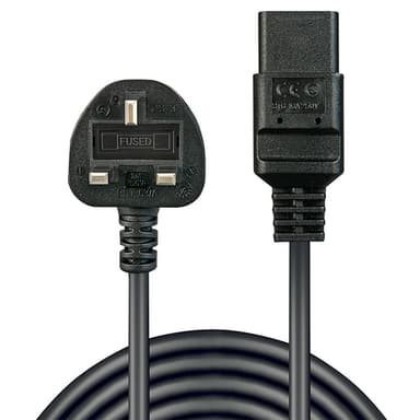 Lindy 2m UK 3 Pin Plug to IEC C19 Power Cable. Black view 2