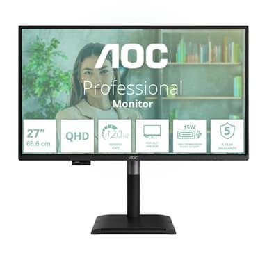AOC Q27P4U computer monitor 68.6 cm (27") 2560 x 1440 pixels Wide Quad HD Black view 2