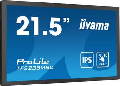iiyama TF2238MSC-B1 computer monitor 53.3 cm (21") 1920 x 1080 pixels Full HD LED Touchscreen Black view 1