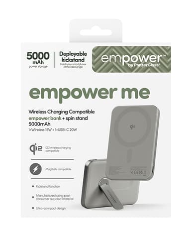 PanzerGlass empower™ by ® empower™ Bank w. Spin Stand | 5000mAh | Titanium Wireless charging view 3