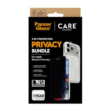 PanzerGlass ® | CARE by ® 3-in-1 Flagship Privacy Bundle iPhone 17 Pro Max Clear screen protector Apple 1 pc(s) view 3