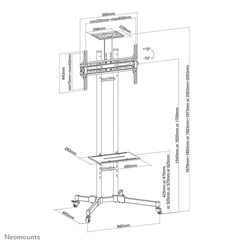 Neomounts PLASMA-M1700E TV trolley 32-70"